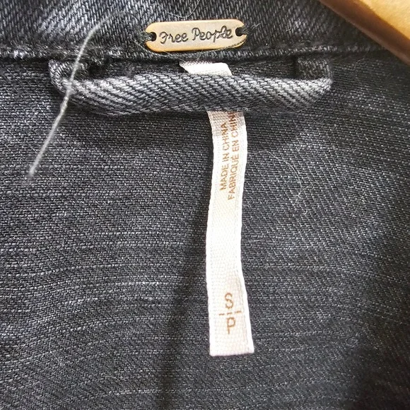 Free People Denim Moto Jacket Black Oversized Size Small